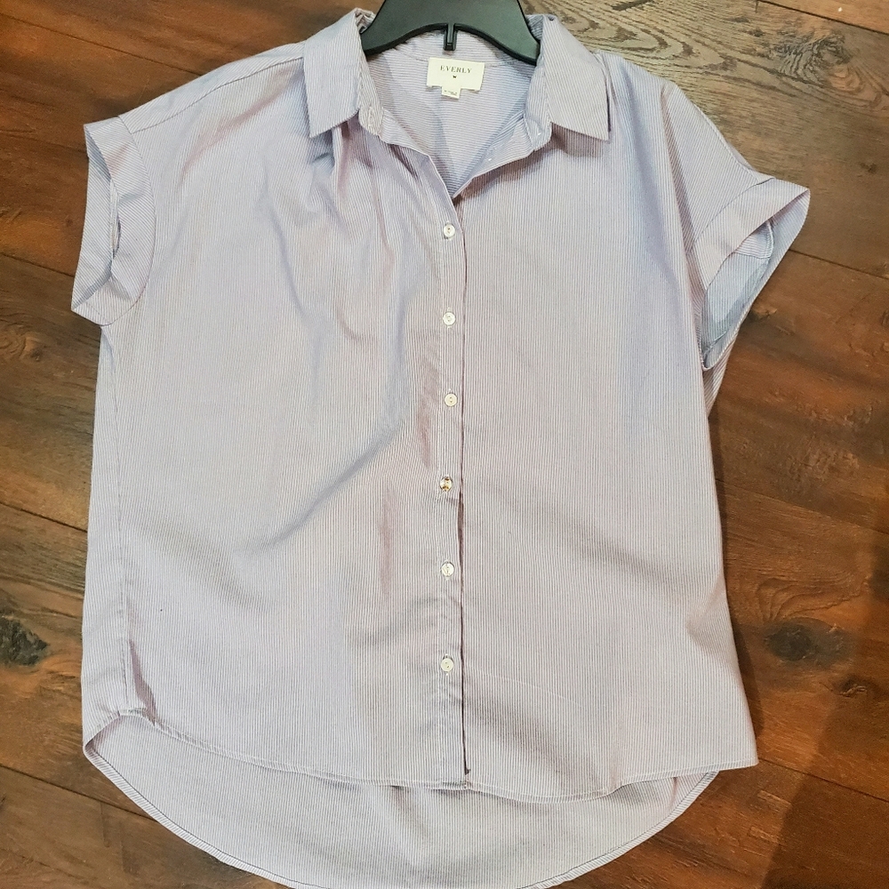 Purple & White Stripe Button up Shirt
